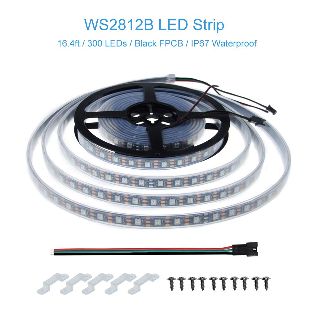 WS2812B DC5V Series Flexible LED Strip Lights, Programmable Pixel Full Color Chasing, Outdoor Waterproof Optional, 60LEDs/m 1.64-16.4ft Per Reel By Sale WS2812B DC5V Series Flexible LED Strip Lights, Programmable Pixel Full Color Chasing, Outdoor Waterproof Optional, 60LEDs/m 1.64-16.4ft Per Reel By Sale